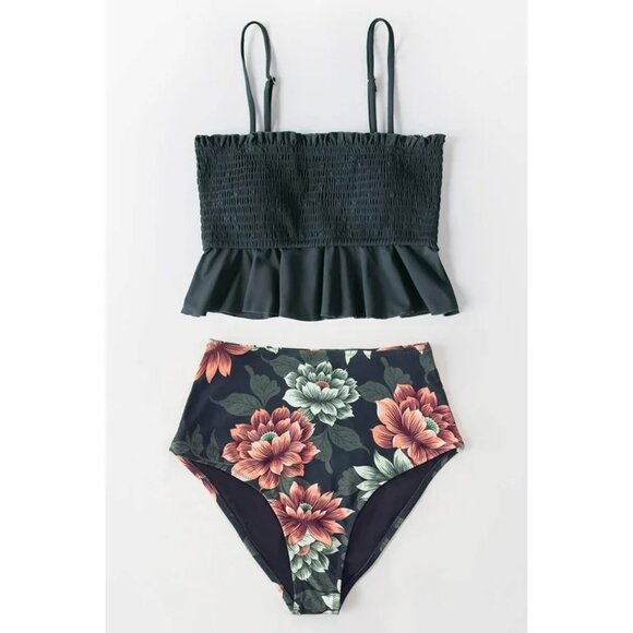 Cupshe High Waist Ruffle Bikini Set S | NWT | Two-Piece Swimsuit - Picture 3 of 4